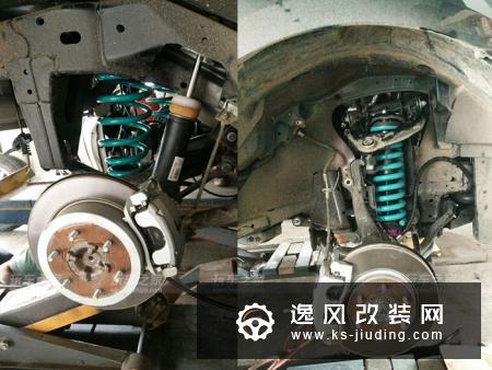 2017款撼路者2.2T改装黑犀牛轮毂 杜滨森氮减震