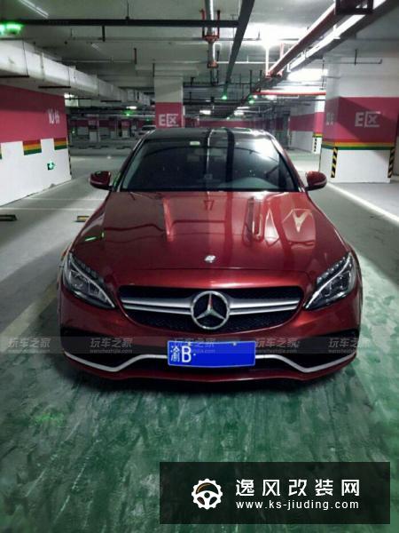 奔驰C180L改装AMG包围 19寸轮毂装车