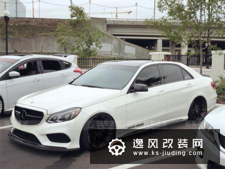 奔驰E级W212改装案例，气动避震不贴地也很帅气