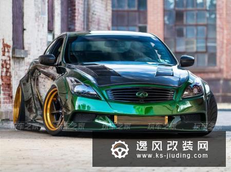 英菲尼迪G37改装低趴宽体还不够，最后改成漫威里的反派“绿魔”