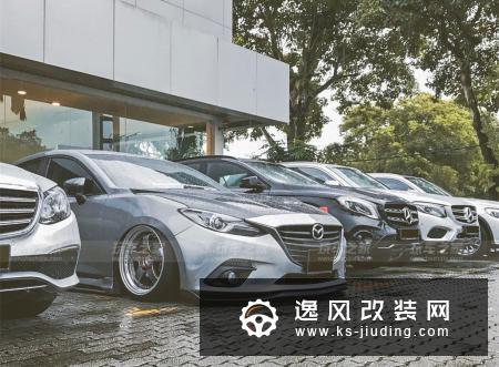 昂克赛拉三厢版改装气动避震 贴地姿态颜值更高