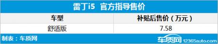 雷丁i3/i5上市 纯电动代步新选择/4.98万起